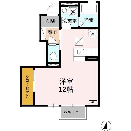 フィーガ(ワンルーム/1階)の間取り写真