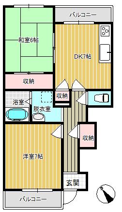 北陸新幹線 新高岡駅 徒歩20分 2階建 築11年(2DK/1階)の間取り写真
