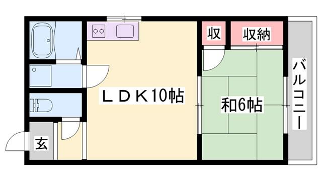 倉敷ハイツ(1LDK/3階)の間取り写真