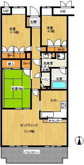 WING東戸塚(3LDK/1階)の間取り写真