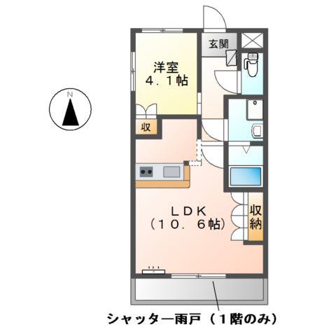 マルタハイム(1LDK/1階)の間取り写真