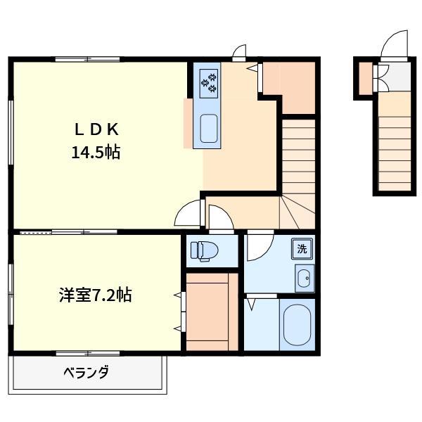 三原台1丁目アパート(1LDK/2階)の間取り写真
