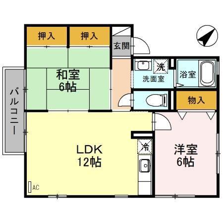 ボヌール・セジュール(2LDK/2階)の間取り写真