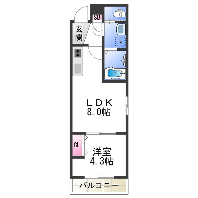 H-MAISON 平野ウエスト(1LDK/1階)の間取り写真