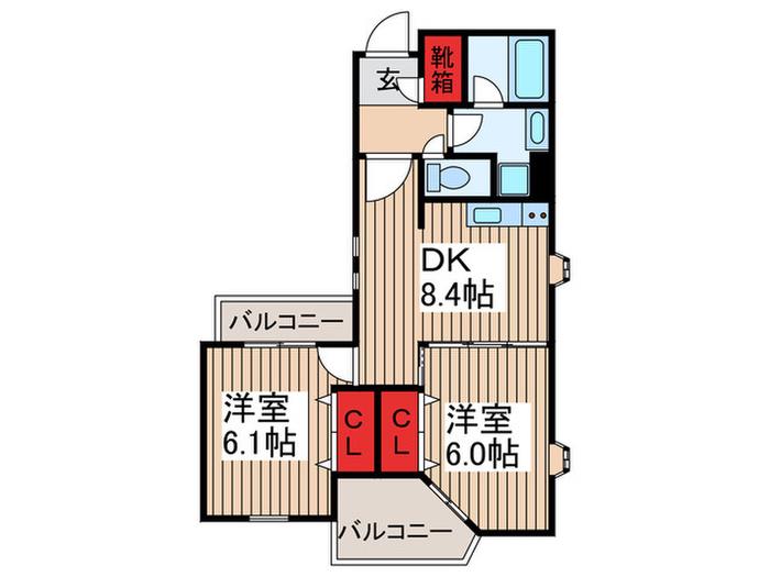 ラフィーネ浦和(2DK/3階)の間取り写真