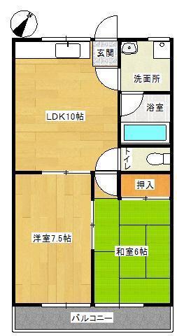 ヴィラージュ・ハヤシ(2LDK/2階)の間取り写真