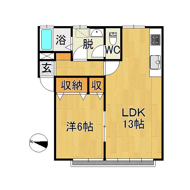 STマンション(1LDK/1階)の間取り写真