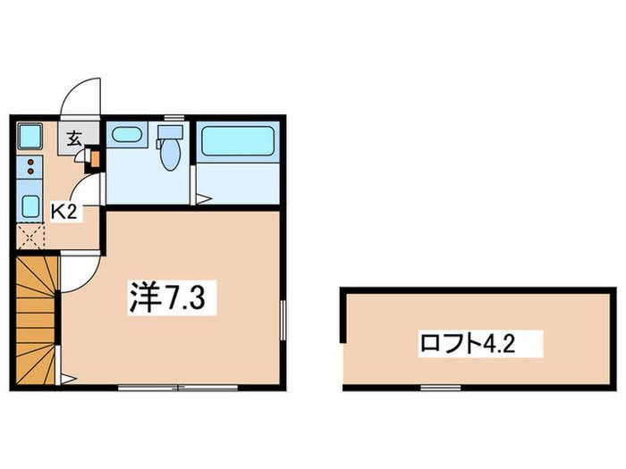 トレスコーマ2ND(1K/2階)の間取り写真