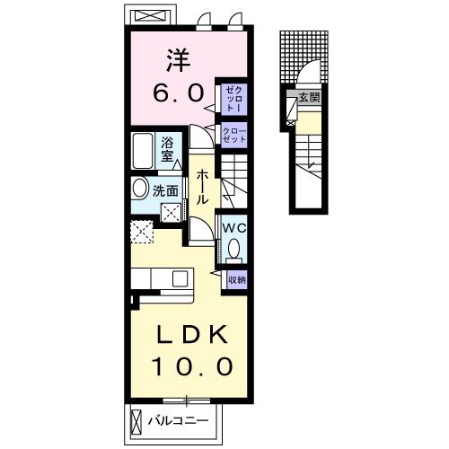 グランソレイユHMI(1LDK/2階)の間取り写真