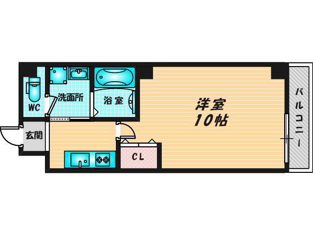 ヴィラナリー大今里(1K/9階)の間取り写真
