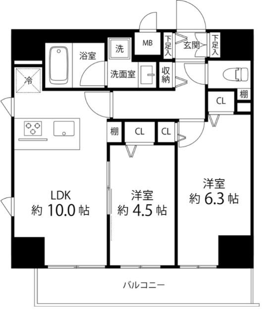 SAION町屋 旧レフィールオーブ町屋駅前(2LDK/5階)の間取り写真