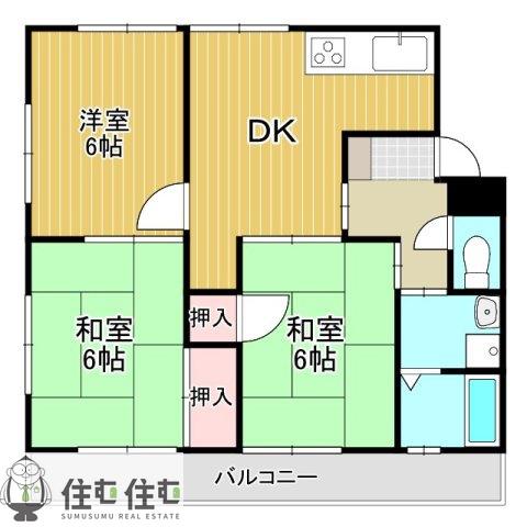 金下コーラス(3DK/2階)の間取り写真