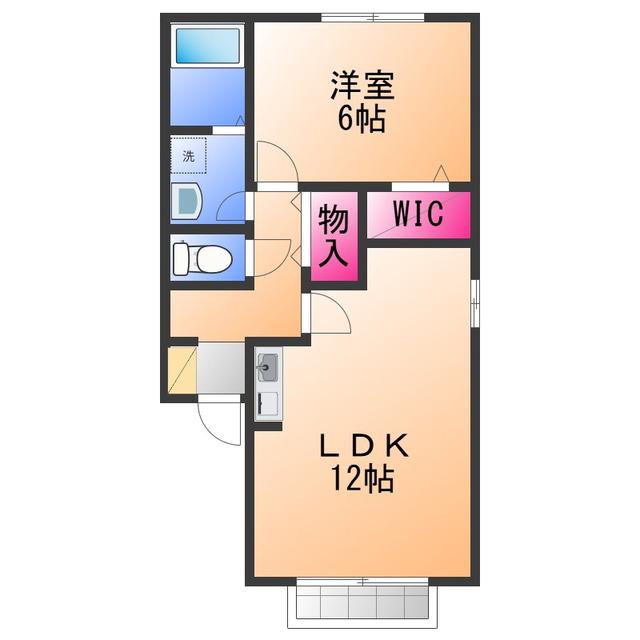 GRACE岸和田(1LDK/2階)の間取り写真