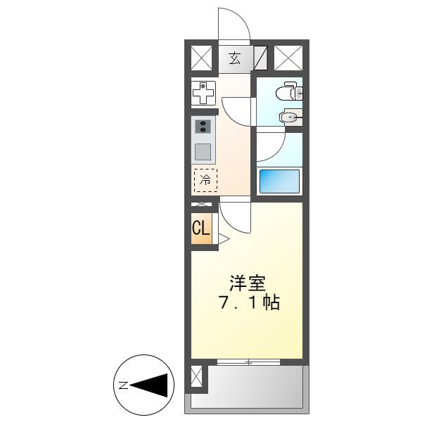 LA DOUCEUR山王(1K/9階)の間取り写真