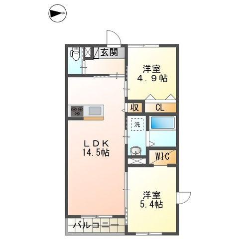 エバーリーフ(2LDK/2階)の間取り写真