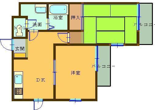 エクスバル熊谷アネックス(2DK/2階)の間取り写真