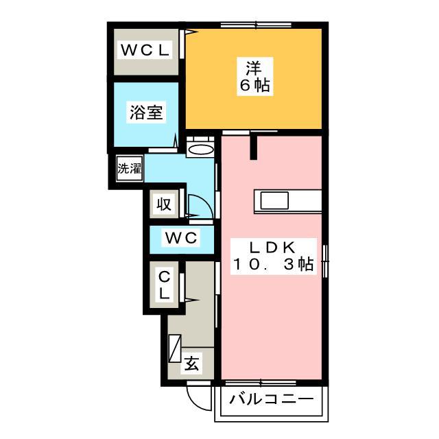 リヴェール・ピアII(1LDK/1階)の間取り写真