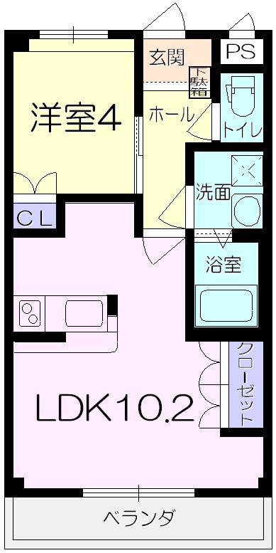 コンフォース三日月(1LDK/2階)の間取り写真