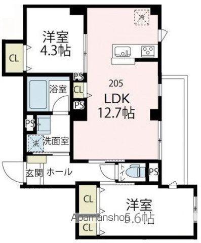 アバンティ カワサキ(2LDK/2階)の間取り写真