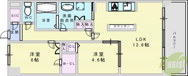 パークナ―ドフィット津雲台(2LDK/7階)の間取り写真