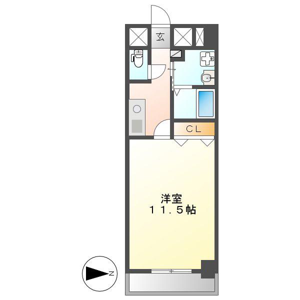 TQレジデンス名古屋錦(1K/12階)の間取り写真