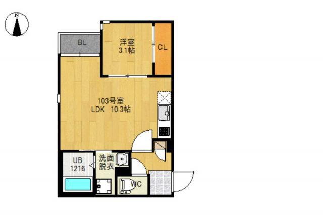GRANDTIC長町(1LDK/1階)の間取り写真
