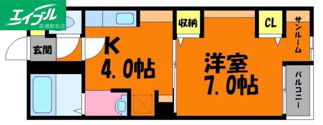 スカイコート II(1K/3階)の間取り写真