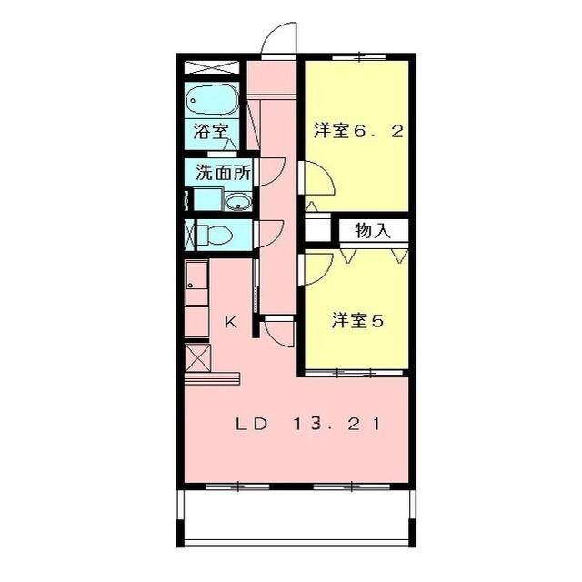 グリュック神明(2LDK/3階)の間取り写真