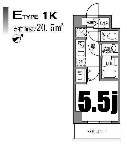 パークフラッツ横濱平沼橋(1K/2階)の間取り写真