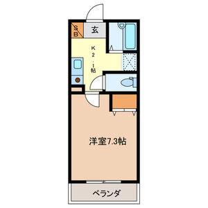 エスポア(1K/2階)の間取り写真