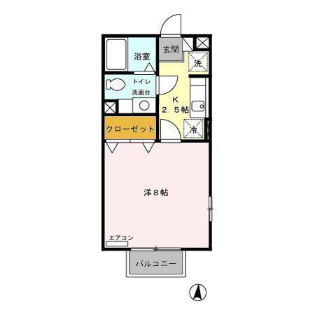 ローレルコートIII(1K/2階)の間取り写真