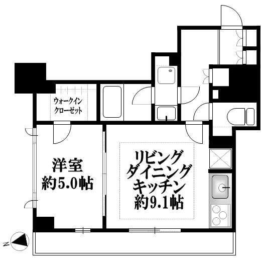 シティタワー横濱(1LDK/4階)の間取り写真