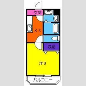 スィートパーク(1K/1階)の間取り写真