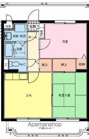 サングリーン藤沢(2DK/3階)の間取り写真