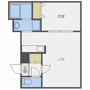 パークウエストB(1LDK/1階)の間取り写真