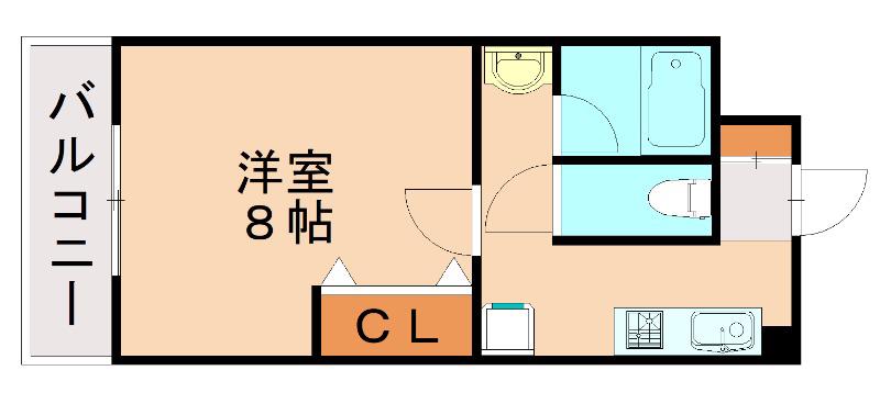 スリム太宰府(1K/3階)の間取り写真