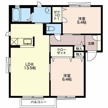 プライムステージ(2LDK/2階)の間取り写真