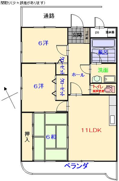 オークハイム広(3LDK/2階)の間取り写真