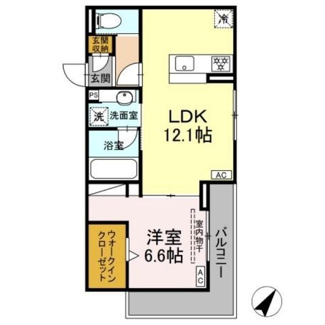 DCREST新川N(1LDK/3階)の間取り写真