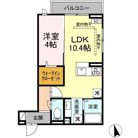 D-ROOM中央I(1LDK/3階)の間取り写真