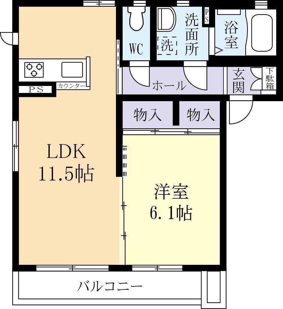 メゾン・ド・ソレイユ(1LDK/1階)の間取り写真