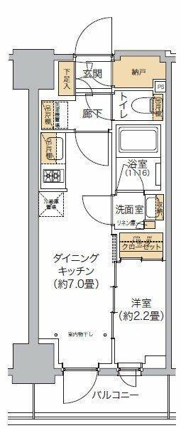 リビオメゾン西麻布(1DK/3階)の間取り写真