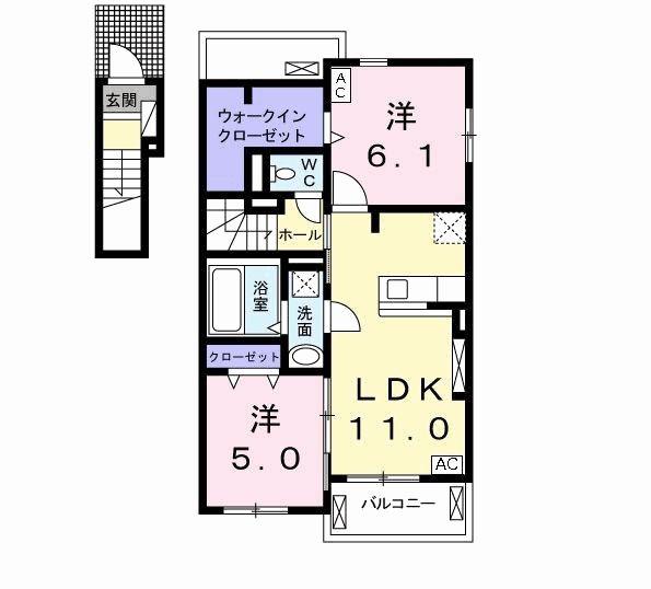 LUTAN北邦(2LDK/2階)の間取り写真