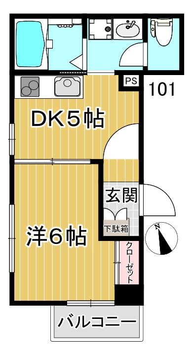 アロン・ド池尻(1DK/1階)の間取り写真
