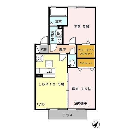 1STプレジオ(2LDK/1階)の間取り写真
