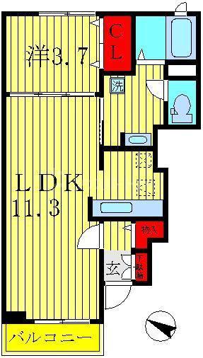 サンシャインビレッジアゼリアC(1LDK/1階)の間取り写真