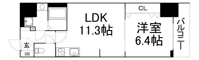 フォーリアライズ本町レクス(1LDK/7階)の間取り写真