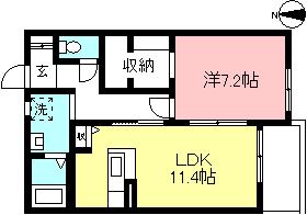 プランドール(1LDK/2階)の間取り写真