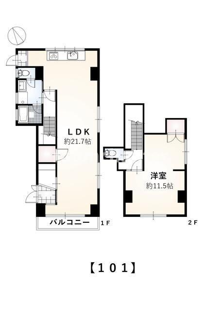 本牧金子ビル(1LDK/4階)の間取り写真