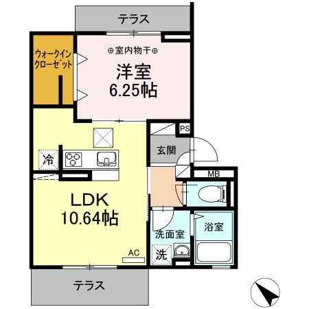 ヴァールハイト(1LDK/1階)の間取り写真